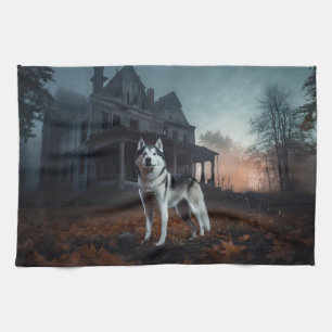 Siberian Husky Halloween Beängstigend Geschirrtuch