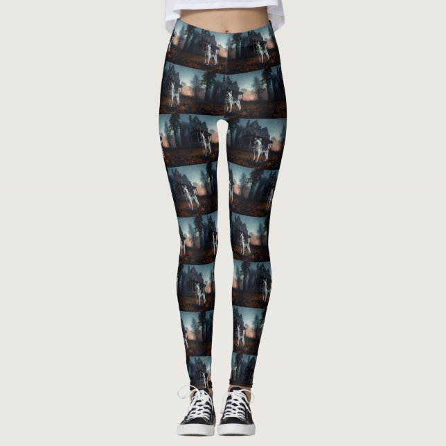 Siberian Husky Halloween Beängstigend Leggings (Vorderseite)