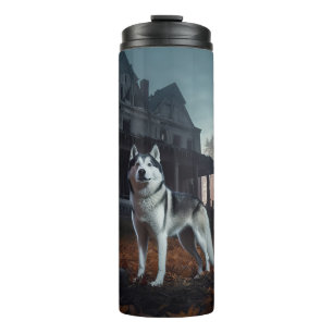 Siberian Husky Halloween Beängstigend Thermosbecher