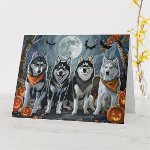 Siberian Husky Halloween Spooky Karte