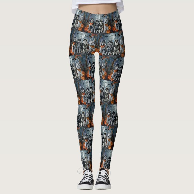 Siberian Husky Halloween Spooky Leggings (Vorderseite)