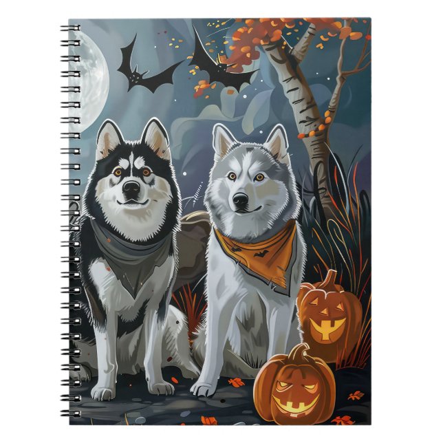 Siberian Husky Halloween Spooky Notizblock (Vorderseite)