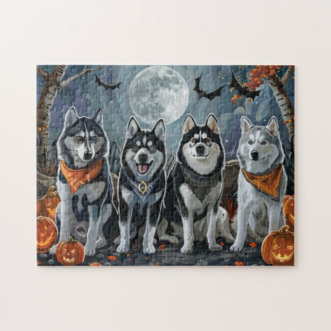 Siberian Husky Halloween Spooky Puzzle (Horizontal)