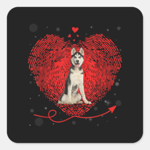 Siberian Husky Heart Liebe Funny Valentine Gift Quadratischer Aufkleber