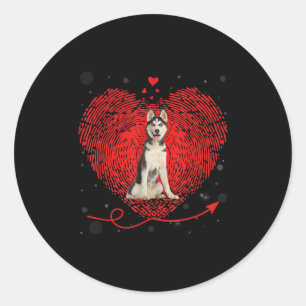 Siberian Husky Heart Liebe Funny Valentine Gift Runder Aufkleber