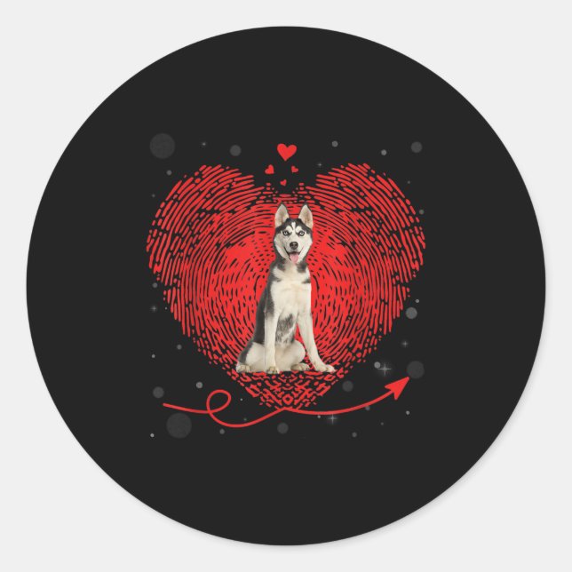 Siberian Husky Heart Liebe | Funny Valentine Gift Runder Aufkleber (Vorderseite)