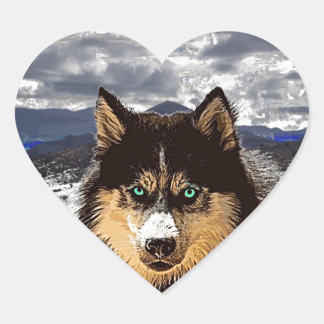 Siberian Husky Heart Sticker (Vorderseite)