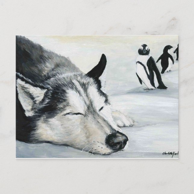 Siberian Husky Hund Art Postkarte (Vorderseite)