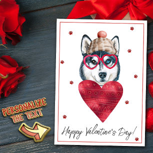 Siberian Husky Hund Lover Valentine Geschenk Feiertagskarte