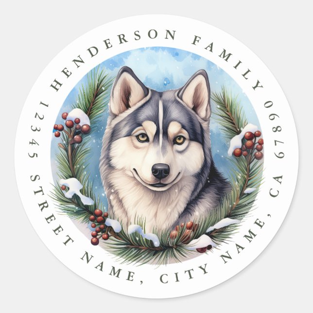 Siberian Husky Hund Round Stickers (Vorderseite)