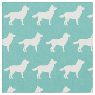 Siberian Husky Hund Silhouette Haustier Aquamarin Stoff