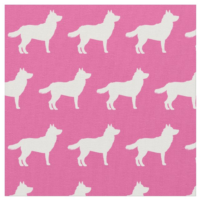 Siberian Husky Hund Silhouette Pet Pink Stoff (Nahaufnahme)