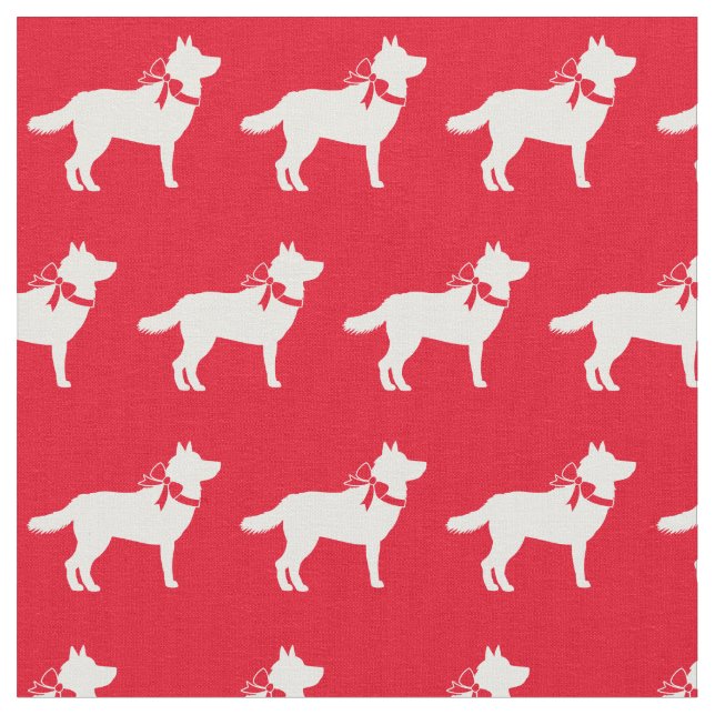 Siberian Husky Hund Silhouette Pet Red Stoff (Nahaufnahme)