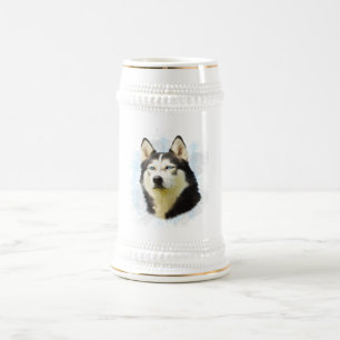 Siberian Husky Hund Wasserkunst Bierglas