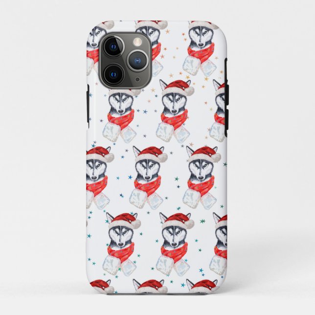 Siberian Husky Hund züchten Weihnachtsstars Case-Mate iPhone Hülle (Rückseite)