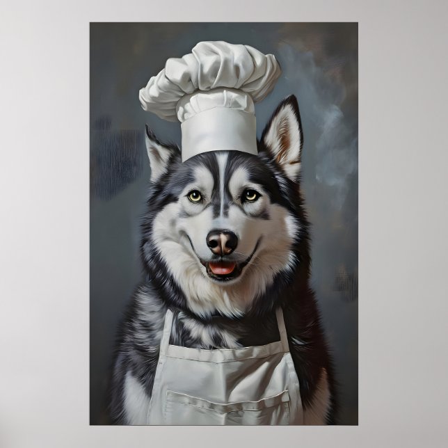 Siberian Husky In Chefs Hat Poster, Pet Poster (Vorne)
