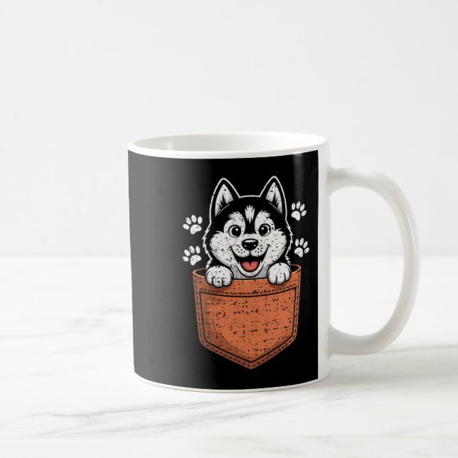 Siberian Husky In Your Front Cket  Kaffeetasse (Rechts)