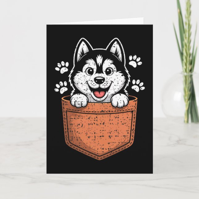 Siberian Husky In Your Front Cket  Karte (Vorderseite)