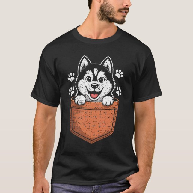 Siberian Husky In Your Front Cket  T-Shirt (Vorderseite)