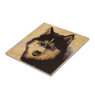 Siberian Husky Keramik Tile Fliese