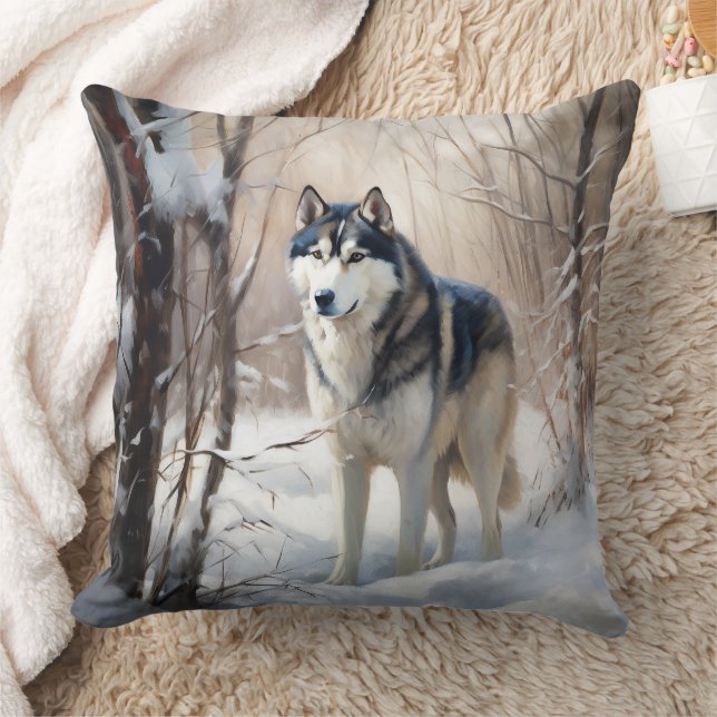 Siberian Husky Lass es Weihnachten schneejang Kissen (Decke)