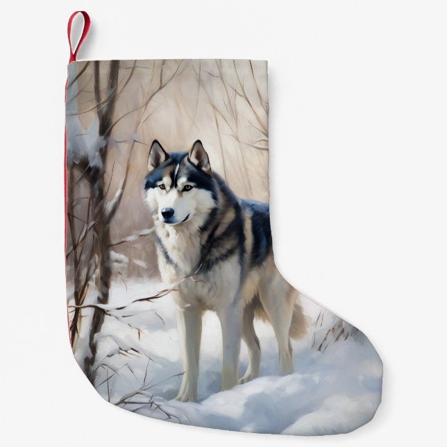 Siberian Husky Lass es Weihnachten schneejang Kleiner Weihnachtsstrumpf (Vorderseite)