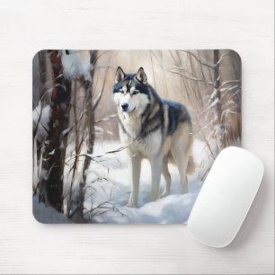 Siberian Husky Lass es Weihnachten schneejang Mousepad