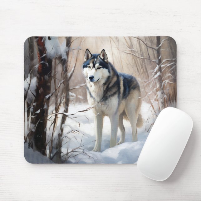 Siberian Husky Lass es Weihnachten schneejang Mousepad (Mit Mouse)