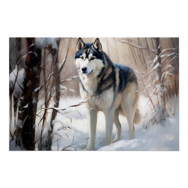 Siberian Husky Lass es Weihnachten schneejang Poster (Vorderseite)