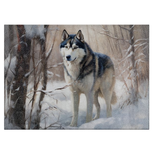 Siberian Husky Lass es Weihnachten schneejang Schneidebrett (Vorderseite)