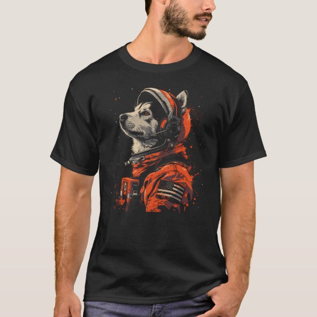 Siberian Husky Lovers Dog Astronaut In The Space T-Shirt (Vorderseite)