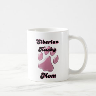 Siberian Husky Mama Pink Pawprint Tasse