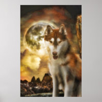 SIBERIAN HUSKY MOON KINGDOM POSTER