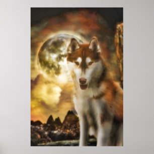 SIBERIAN HUSKY MOON KINGDOM POSTER