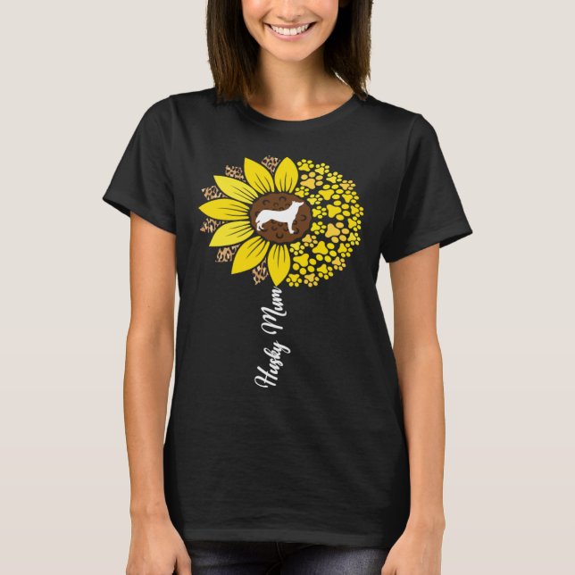 Siberian Husky Mum For Women Sunflower Husky Mum D T-Shirt (Vorderseite)