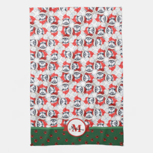 Siberian Husky Muster Monogram Christmas Dog Geschirrtuch