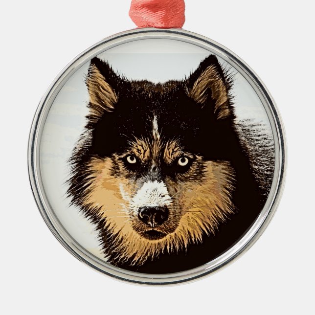 Siberian Husky Ornament Aus Metall (Vorne)