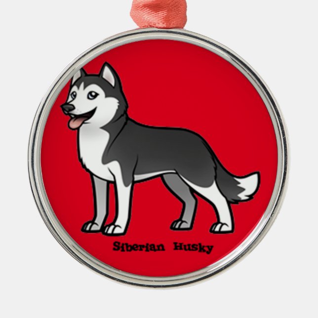 Siberian Husky Ornament Aus Metall (Vorne)