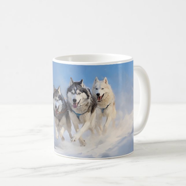 Siberian Husky Pack Kaffeetasse (VorderseiteRechts)