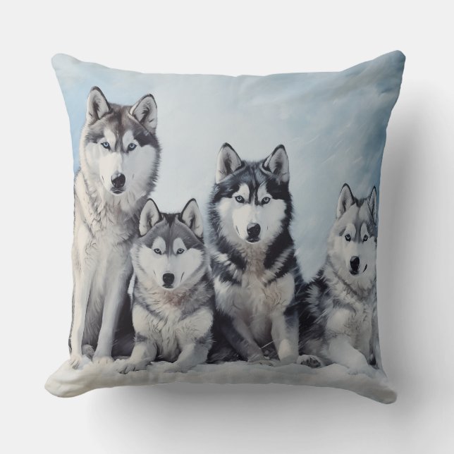 Siberian Husky Pack Kissen (Vorderseite)