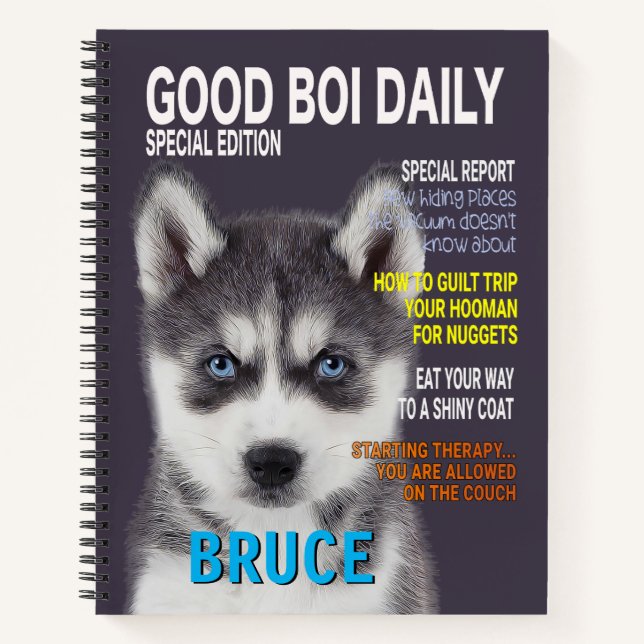 Siberian Husky Parody Magazine Cover Notizbuch (Vorderseite)