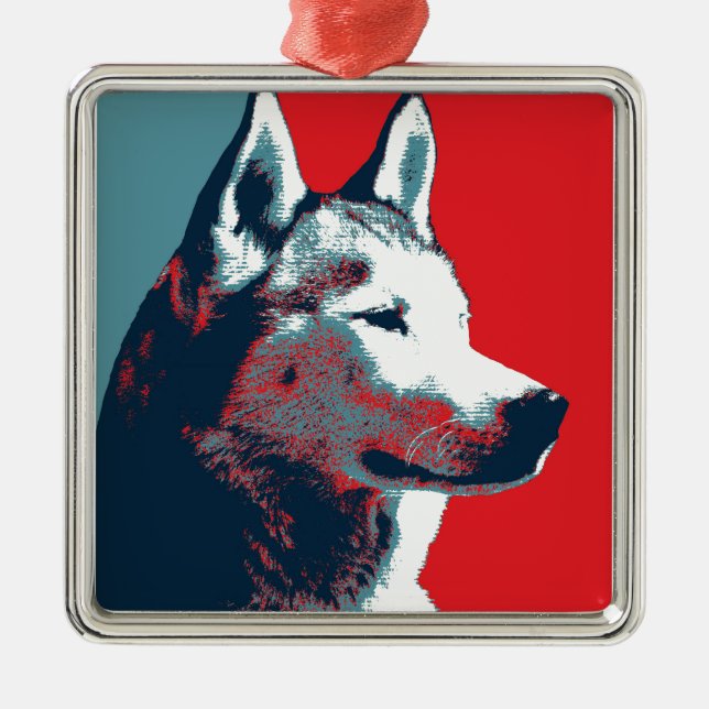 Siberian Husky Political Parody Poster Ornament Aus Metall (Vorne)