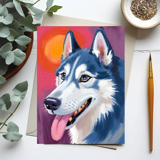Siberian Husky | Portrait Painting Postkarte (Von Creator hochgeladen)