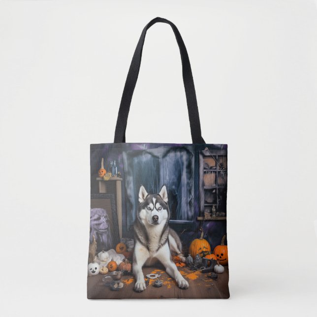Siberian Husky Pumpkins Halloween Beängstigend (Vorderseite)