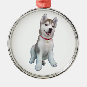 Siberian Husky Puppy Silbernes Ornament