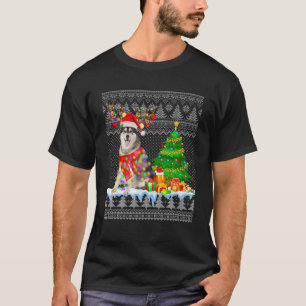 Siberian Husky Santa Funny Christmas Ugly Pajama X T-Shirt