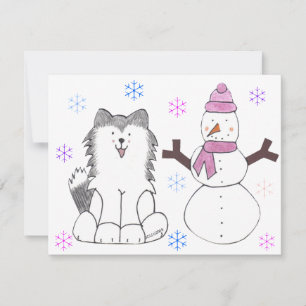 Siberian Husky & Snowman