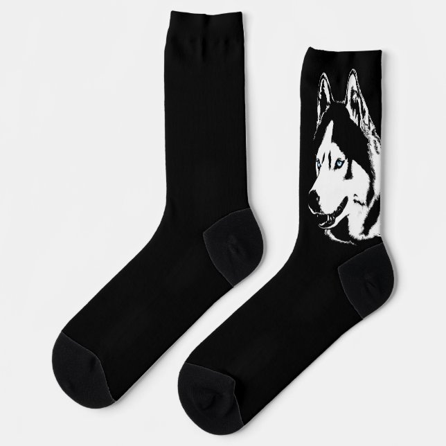 Siberian Husky Socks Husky Dog Socks Customize Socken (Linkes Detail)