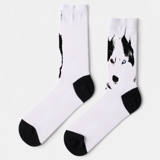 Siberian Husky Socks Husky Eyes Socks Customize Socken (Linkes Detail)