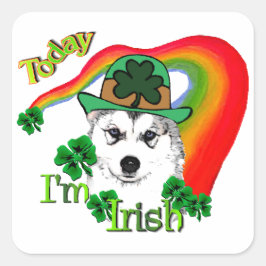 Siberian Husky St Patrick's Quadratischer Aufkleber